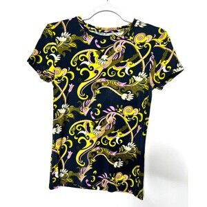 L'Agence Ressi Tee Shirt Womens XS Fitted Stretch Abstract Top